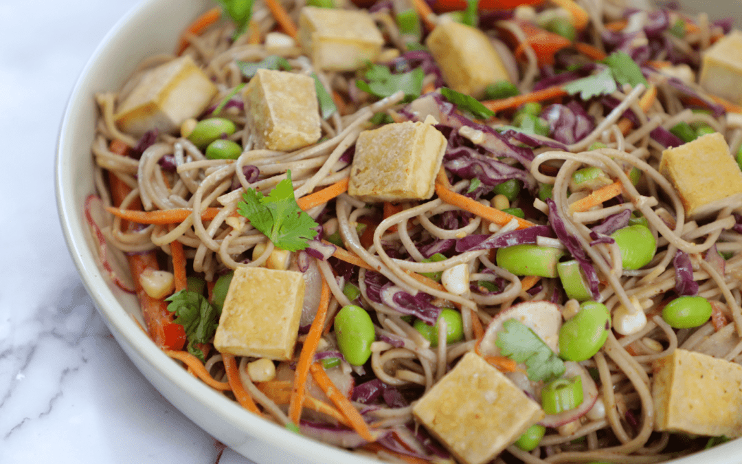 Cold Soba Noodle Salad with a Ginger-Almond Butter Dressing